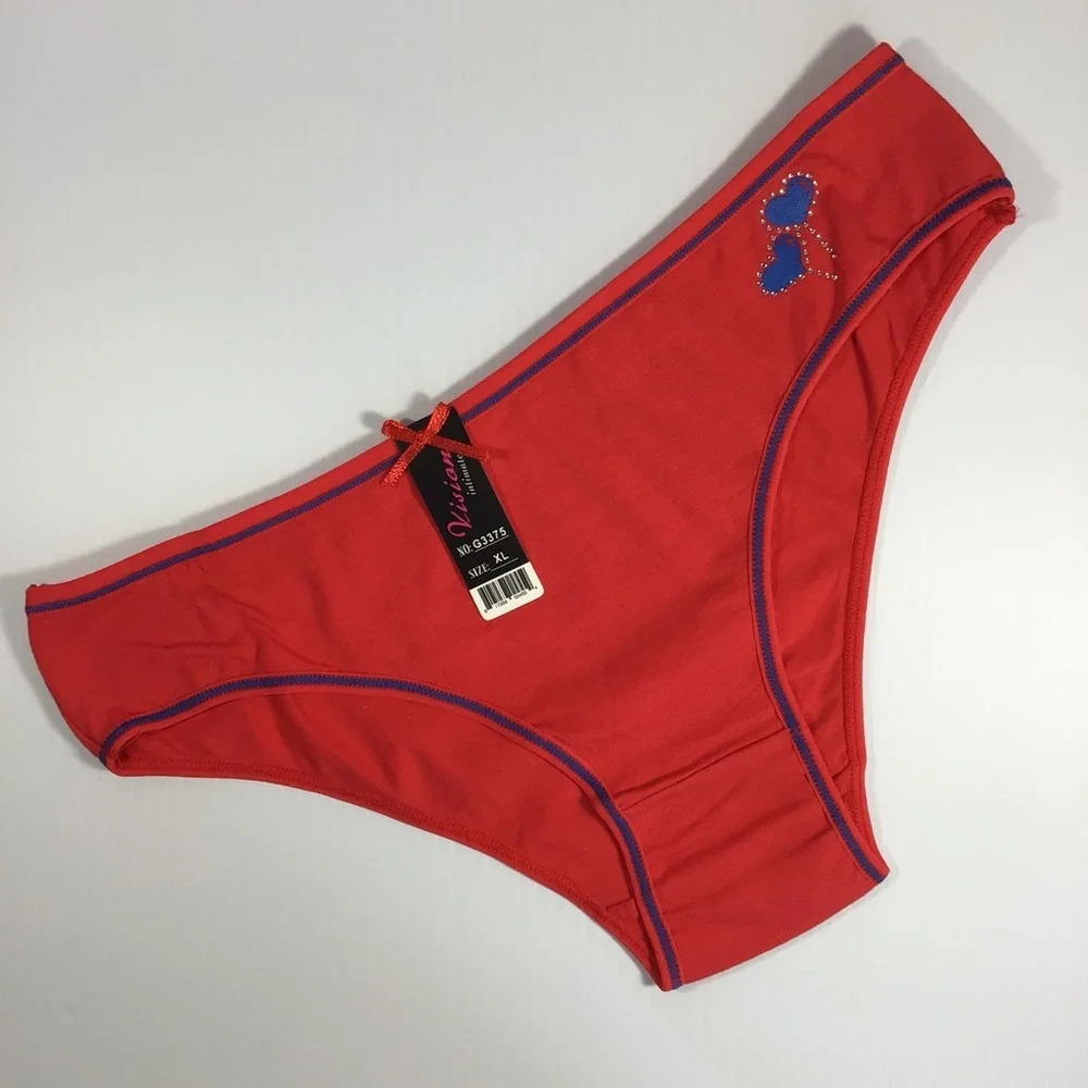 Vision Intimate Bling Red and Blue Hearts Panties Underwear - Size XL